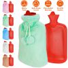 2L Hot Water Bottle w/ Plush Cover Classic Natural Rubber Hot Water Bag Feet Warmer For Pain Relief Hot Compress Heat Therapy Warm Neck Shoulders