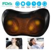 Back Neck Massage Pillow Kneading Massager In-Car Thermotherapy Massage Pillow w/ Car Charger US Plug Pain Relief Relaxing For Home Travel