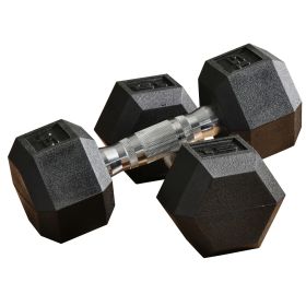Soozier Rubber Hex Dumbbell Set 15lbs Pair for Home Gym Strength Training Black