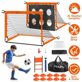 Kids Soccer Goals Set For Backyard Portable Soccer Training Equipment with Ball Pump Cones Agility Ladder Target Carry Bag For Toddler Age 3+ Out