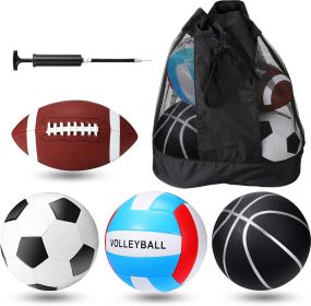 4 Pcs Sport Balls Set Official Size Athletic Balls Include Soccer, Football, Basketball