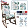 2Pcs Rocking Chair Cushion Upper And Lower Back And Seat Sets with Non-Slip Ties Polyester Fiber Filling Comfortable for Indoor Home Office Car