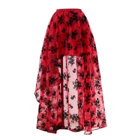 Korean-style Embroidered Floor-length Bridal Wedding Dress Long Sleeve Lace Slim-fit Slimming Irregular Half-length (Option: Red-M)