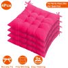 4Pcs Chair Cushion Pads Pillow 15.75x15.75x2.37in Soft Tie On Square Sitting Mats For Home Office Car Sitting Travel