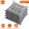 4Pcs Chair Cushion Pads Pillow 15.75x15.75x2.37in Soft Tie On Square Sitting Mats For Home Office Car Sitting Travel