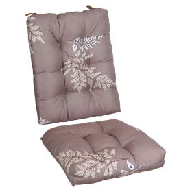 2Pcs Rocking Chair Cushion Upper And Lower Back And Seat Sets with Non-Slip Ties Polyester Fiber Filling Comfortable for Indoor Home Office Car (Option: PadCoffeeGreyLeaf)